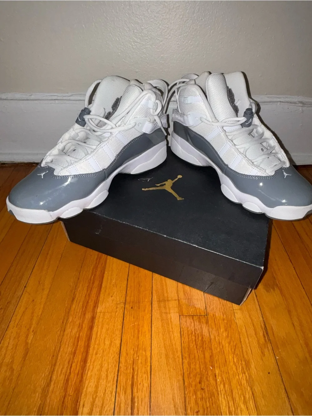 Jordan 6 Rings Youth Sneakers in White & Gray